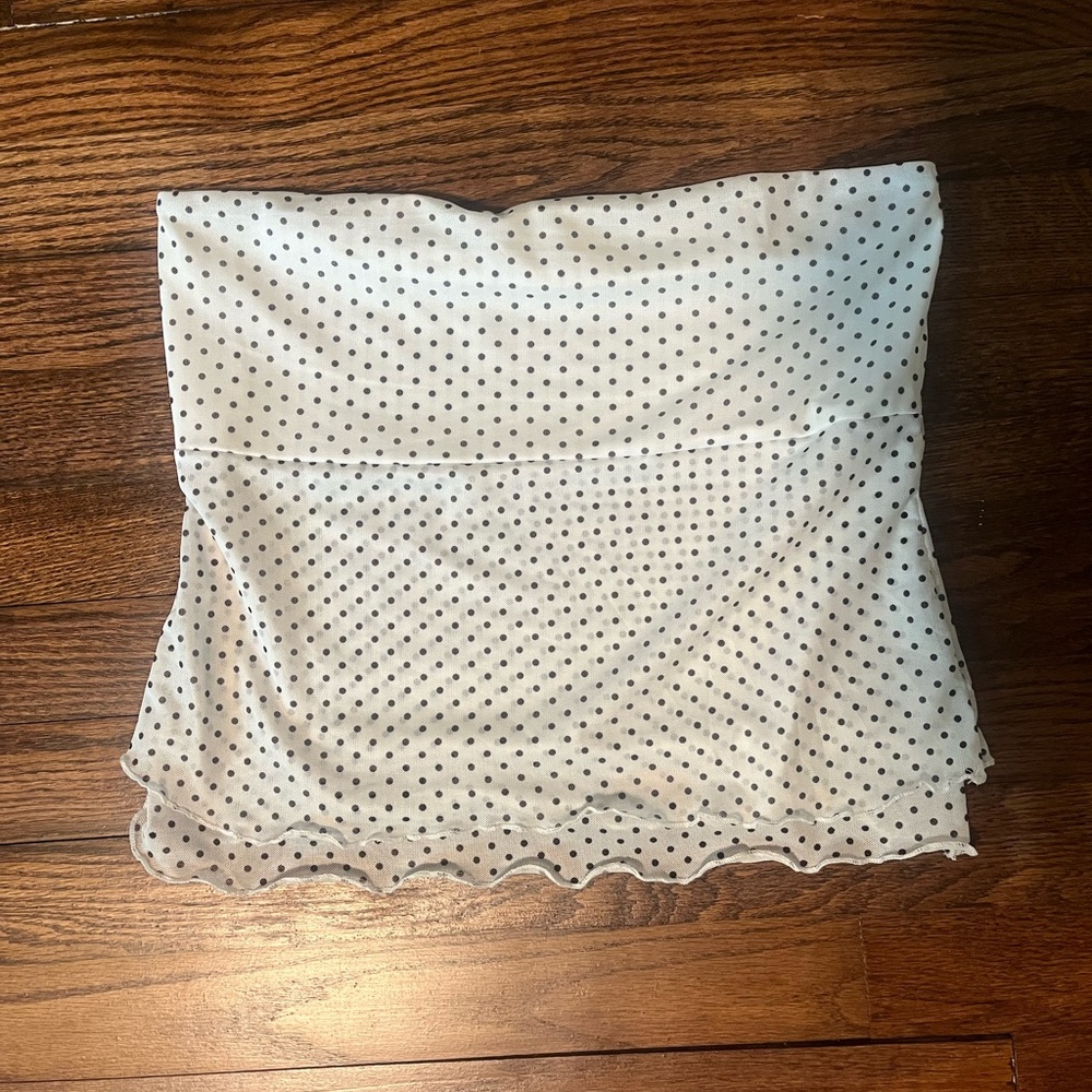 See You Monday White Tube Top with Black Polka Dots